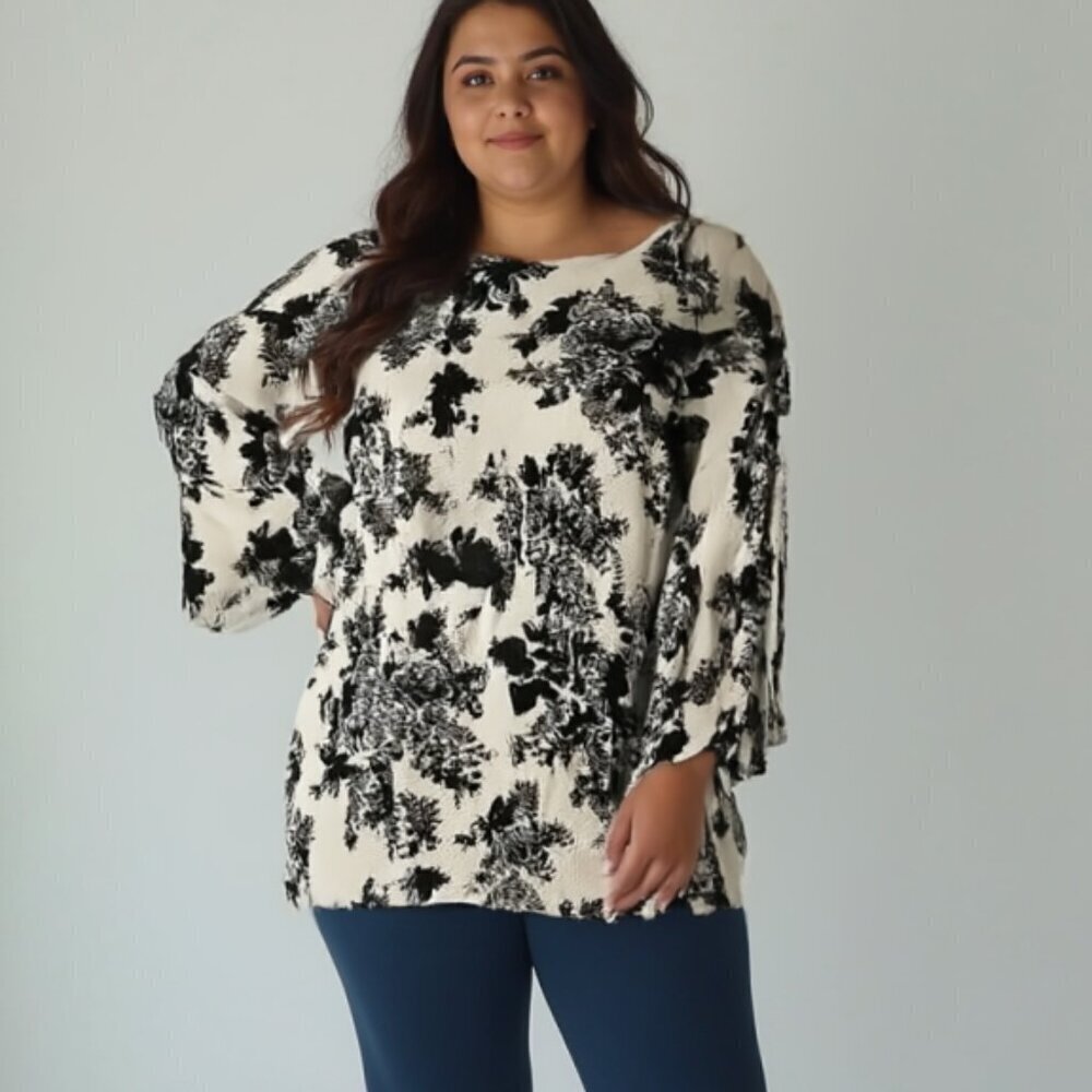 ❤️ agnes & dora floral jersey top XL